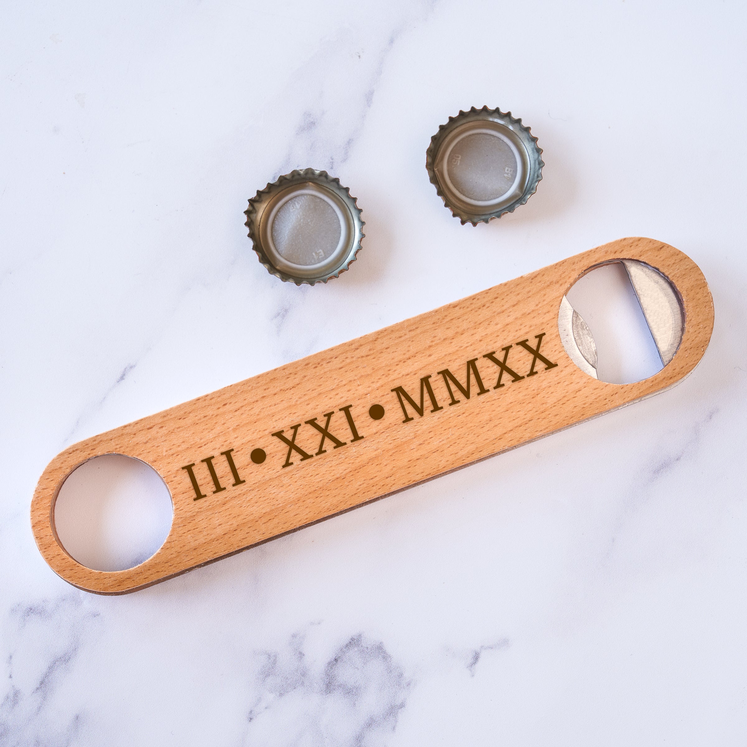 Personalized Minimalist Bottle Opener, Design: NUMERALS