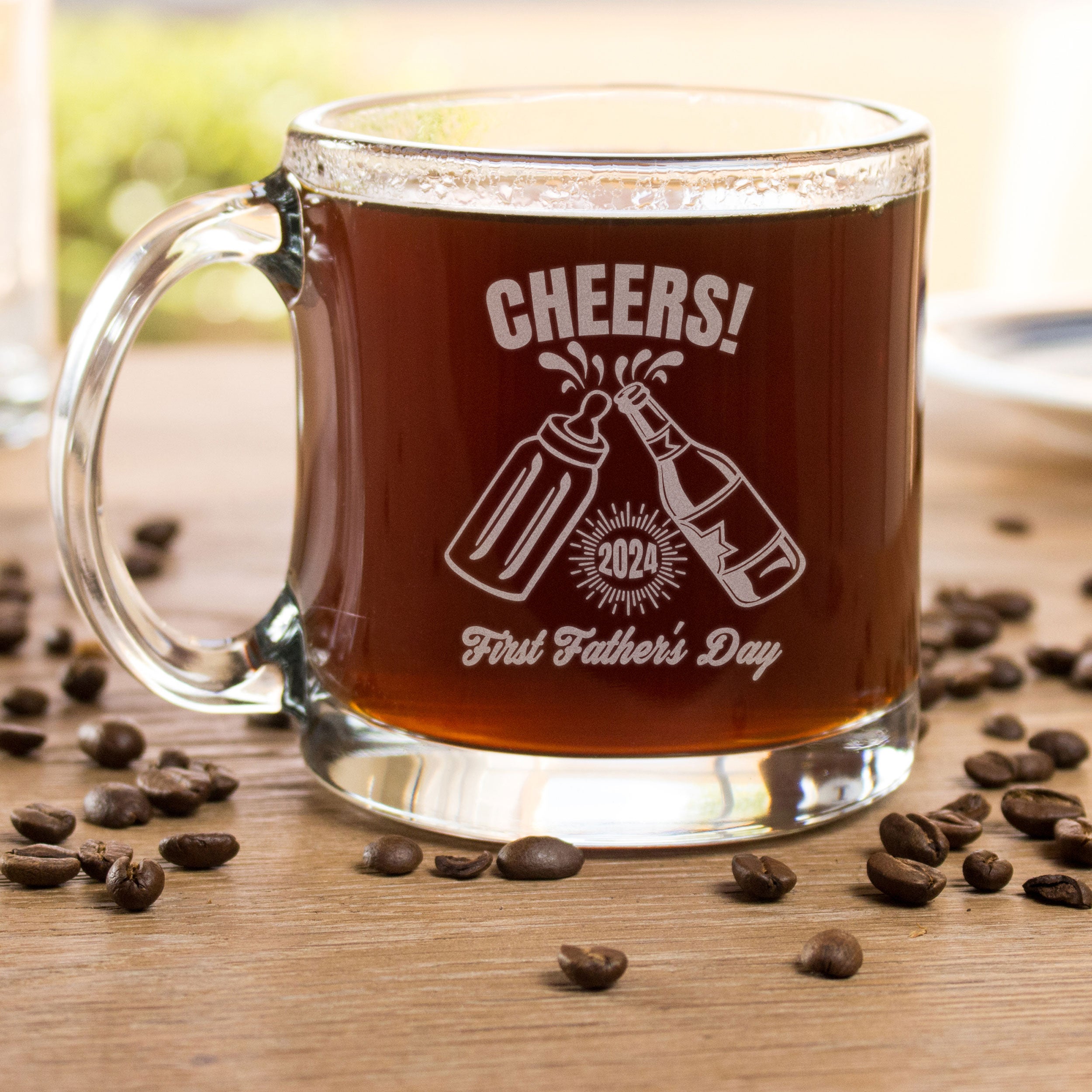 Glass Coffee Mug First Father's Day 2024 - Design: FD1