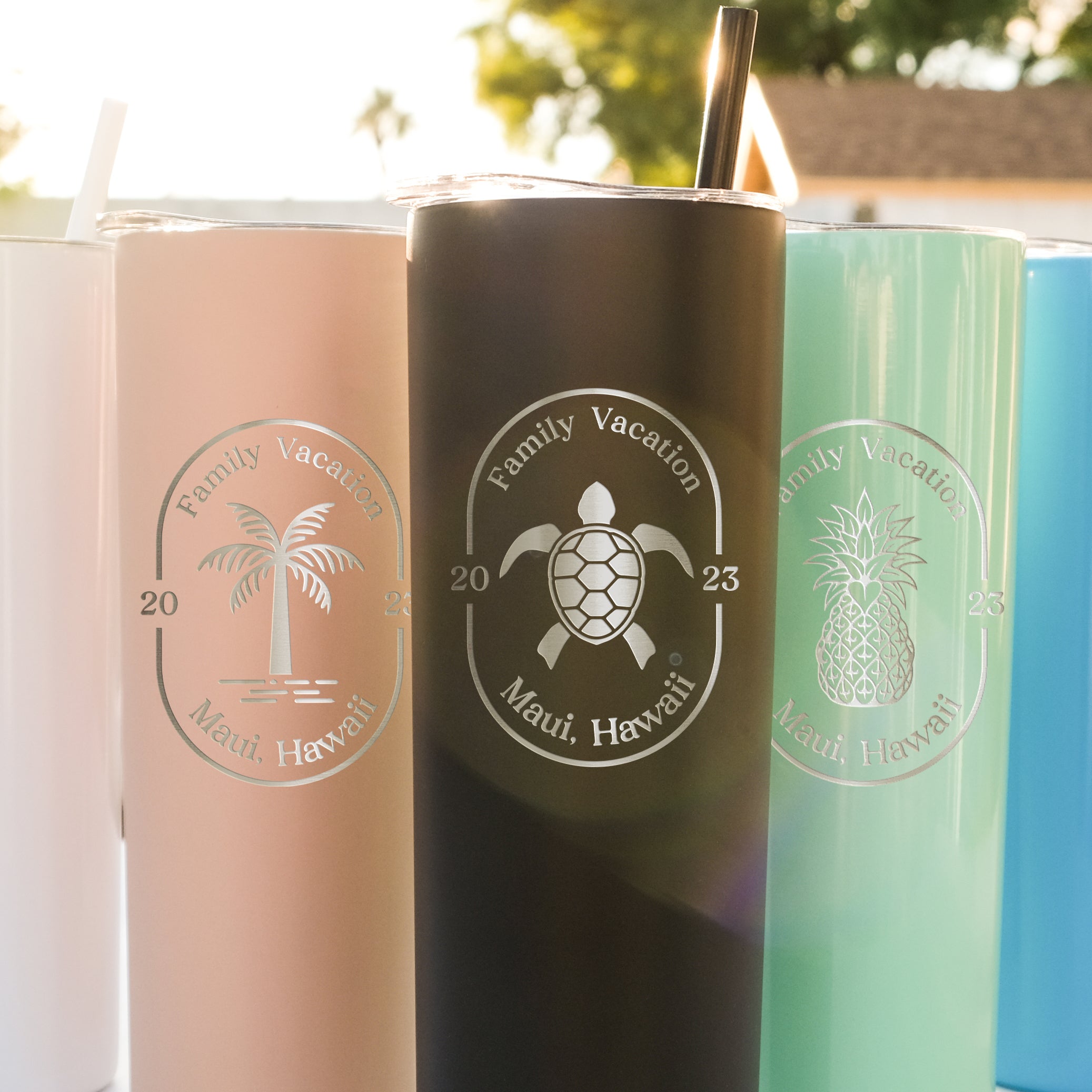 Personalized Vacation Tumblers With Straw, Design: FM13