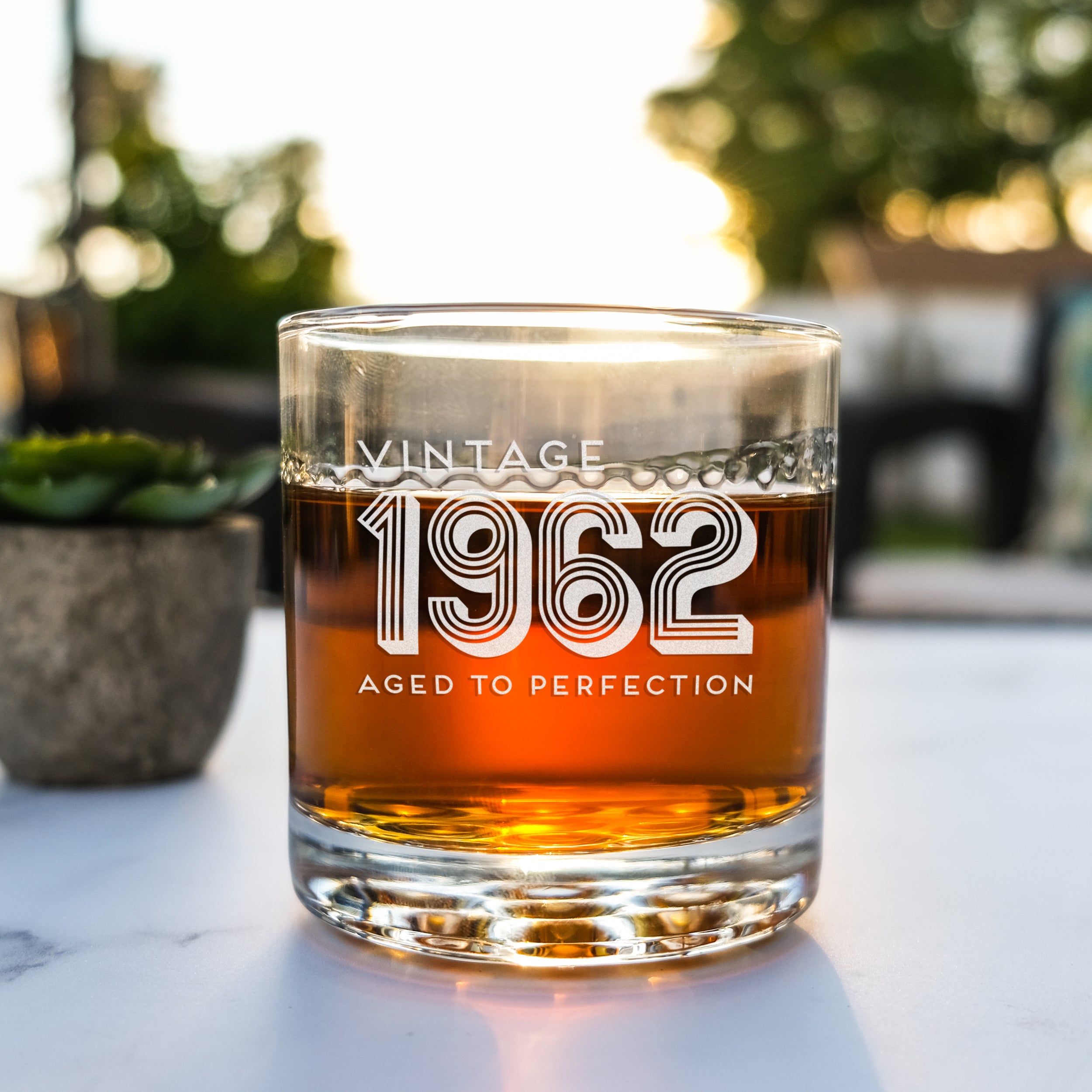 Personalized Groovy Birthday Whiskey Glass, Design: BDAY8