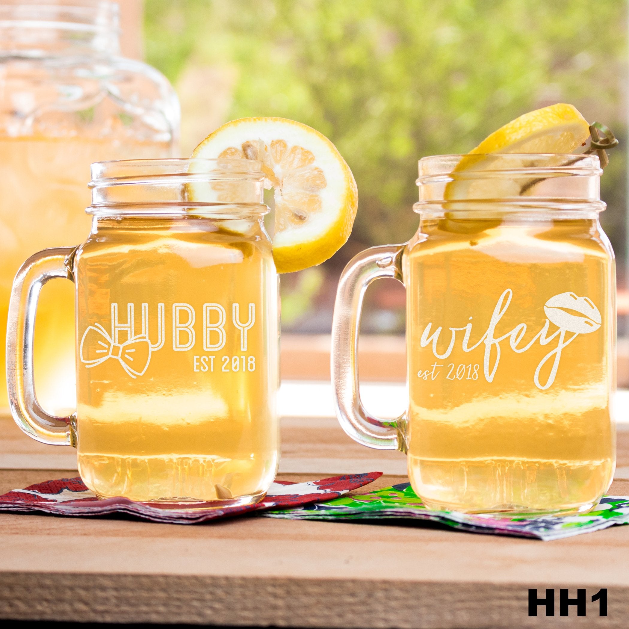 2 Mason Jar Set Hubby & Wifey - Design: HH1