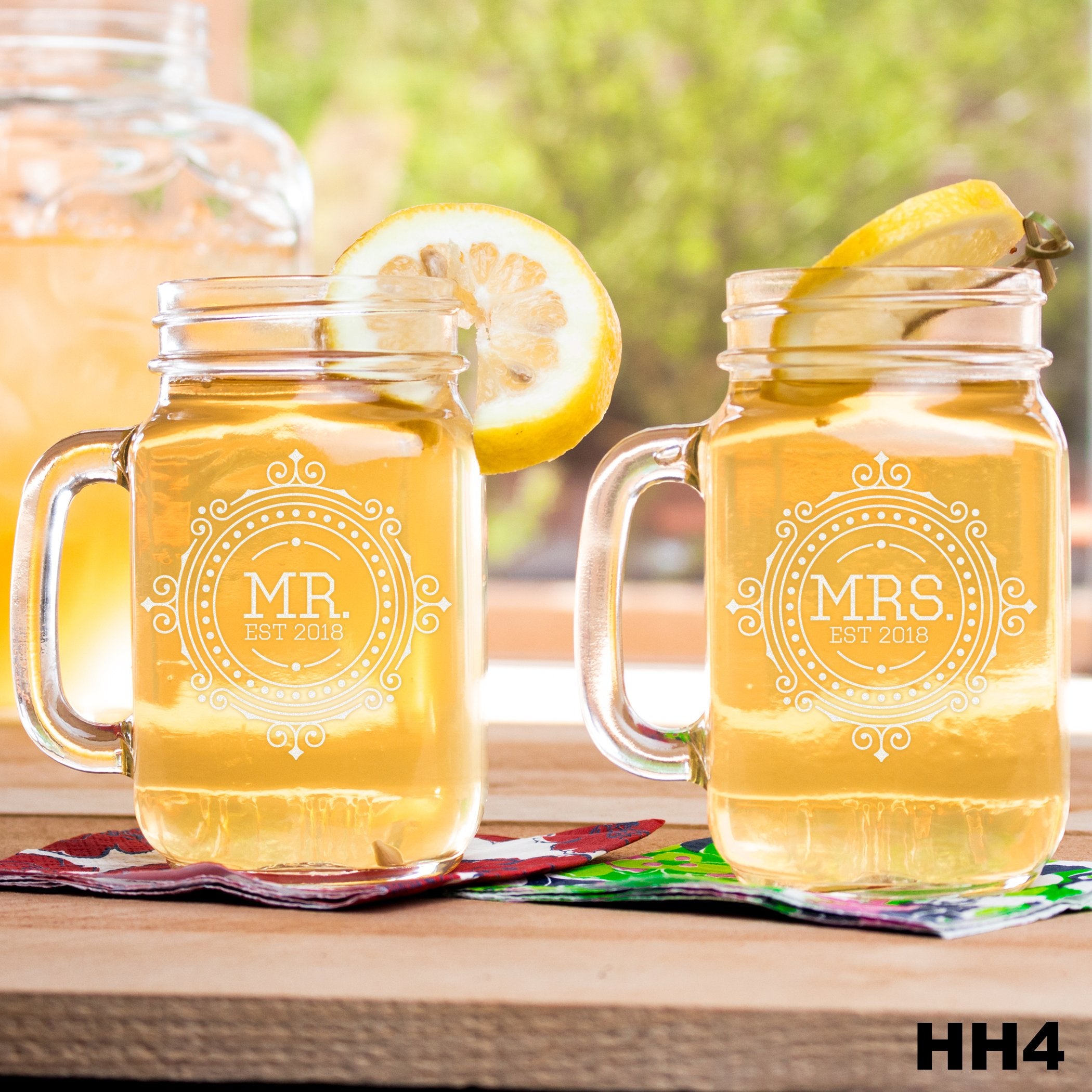 2 Mason Jar Set Mr & Mrs - Design: HH4