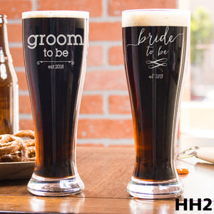 Bride & Groom Glass Set - Design: HH6 - Everything Etched