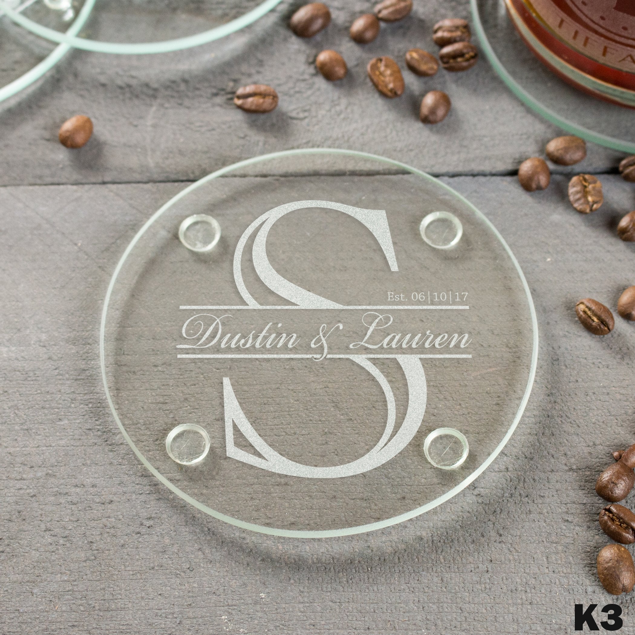 4 Glass Coaster Set - Design: K3