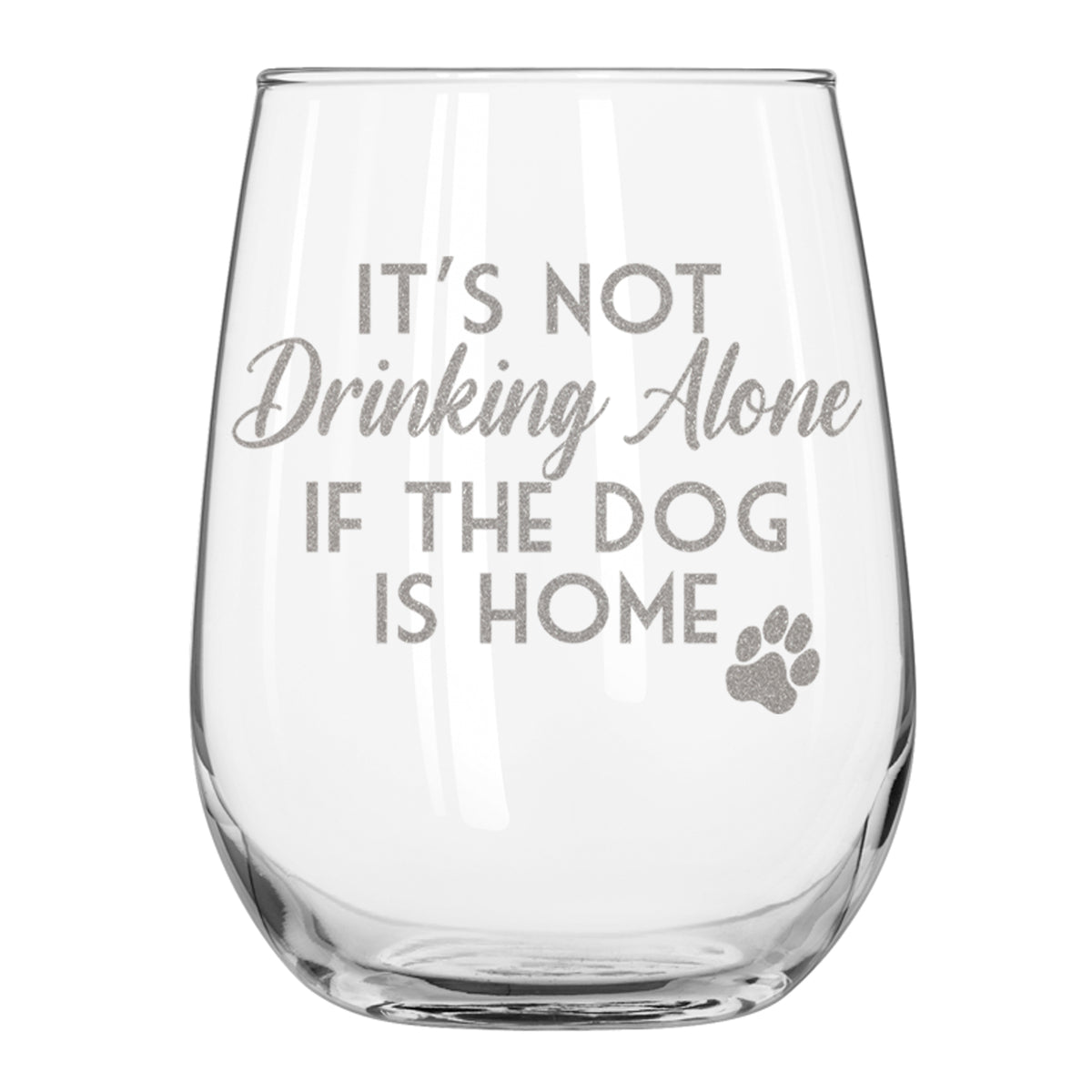 Etched Stemless Wineglass – The Black Dog