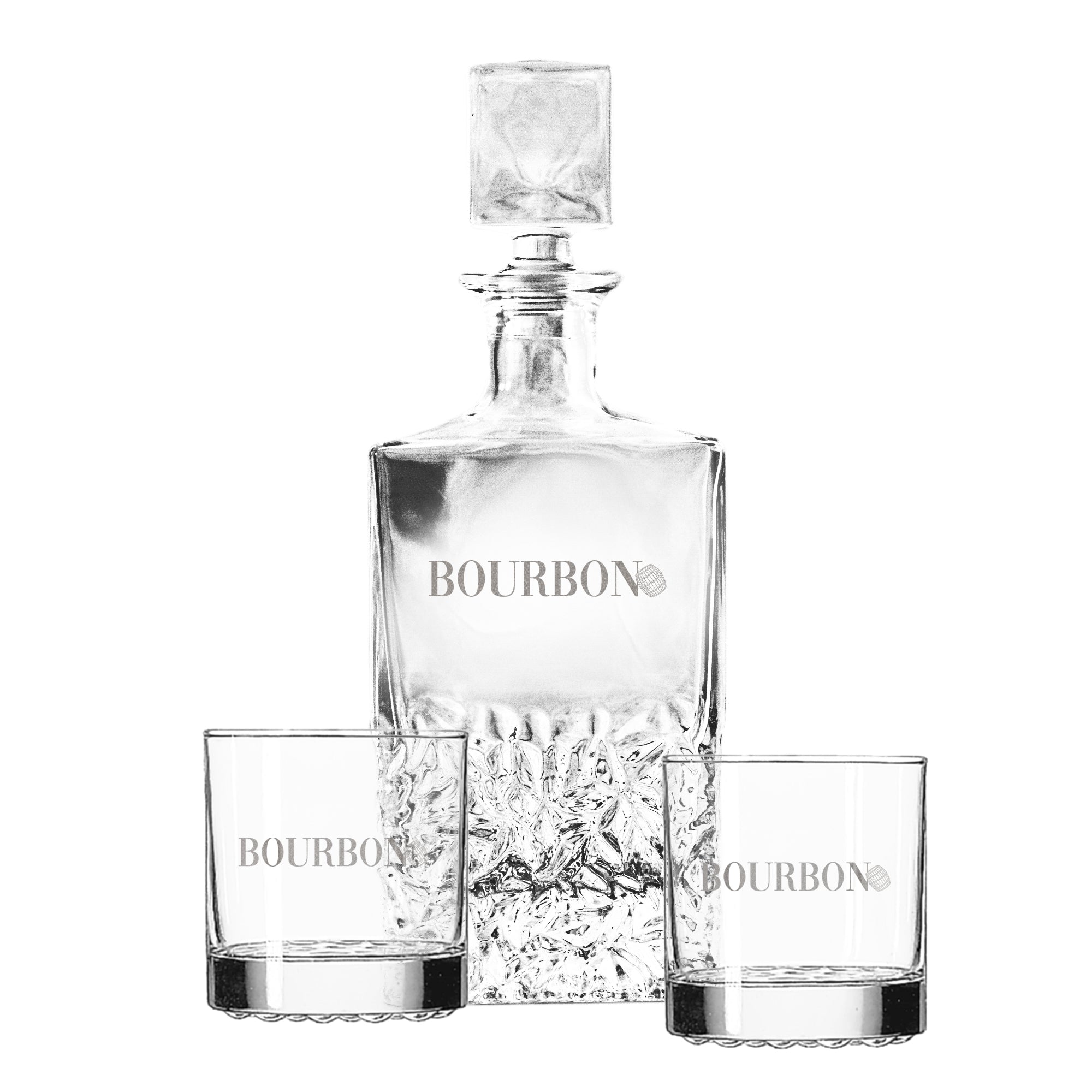 Bourbon Decanter & Glass Bar Set - Design: BOURBON