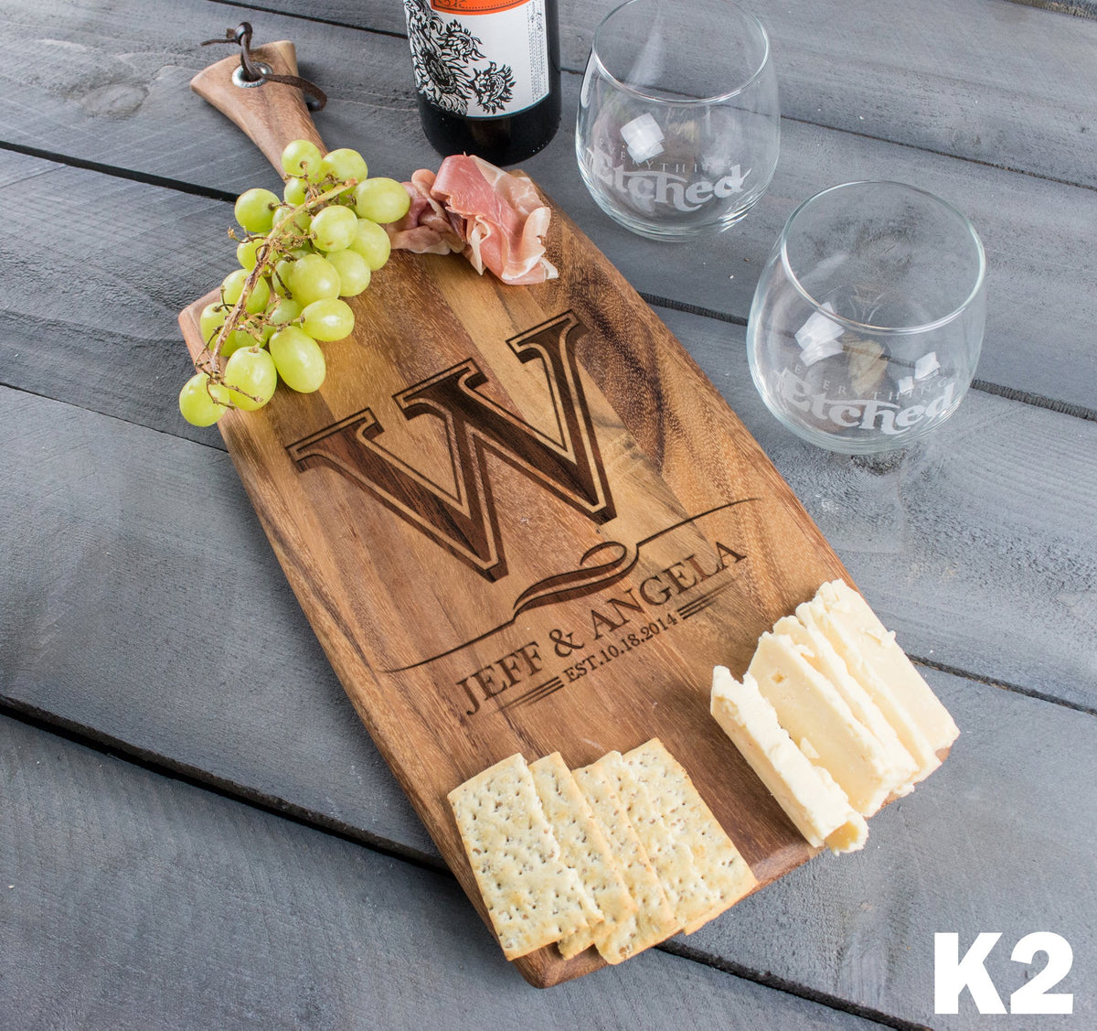 Personalized Cutting Board, Custom Charcuterie Board - monogram metal shop