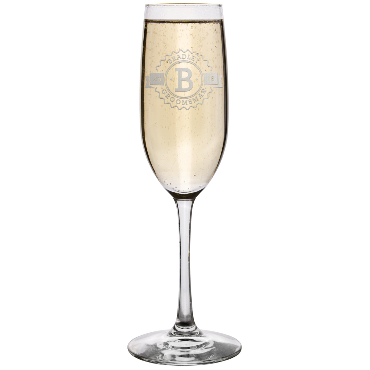 Bride & Groom Champagne Glass Set - Design: HH6 - Everything Etched