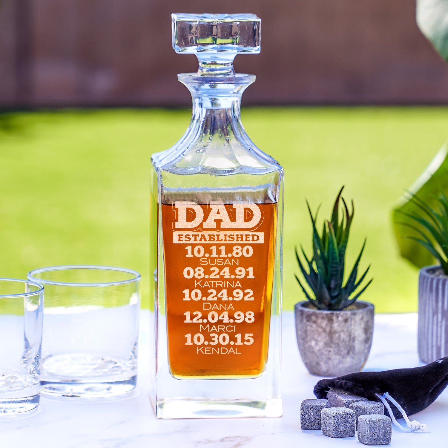 Dad Established Whiskey Decanter: 6-10 Names - Design: DADEST