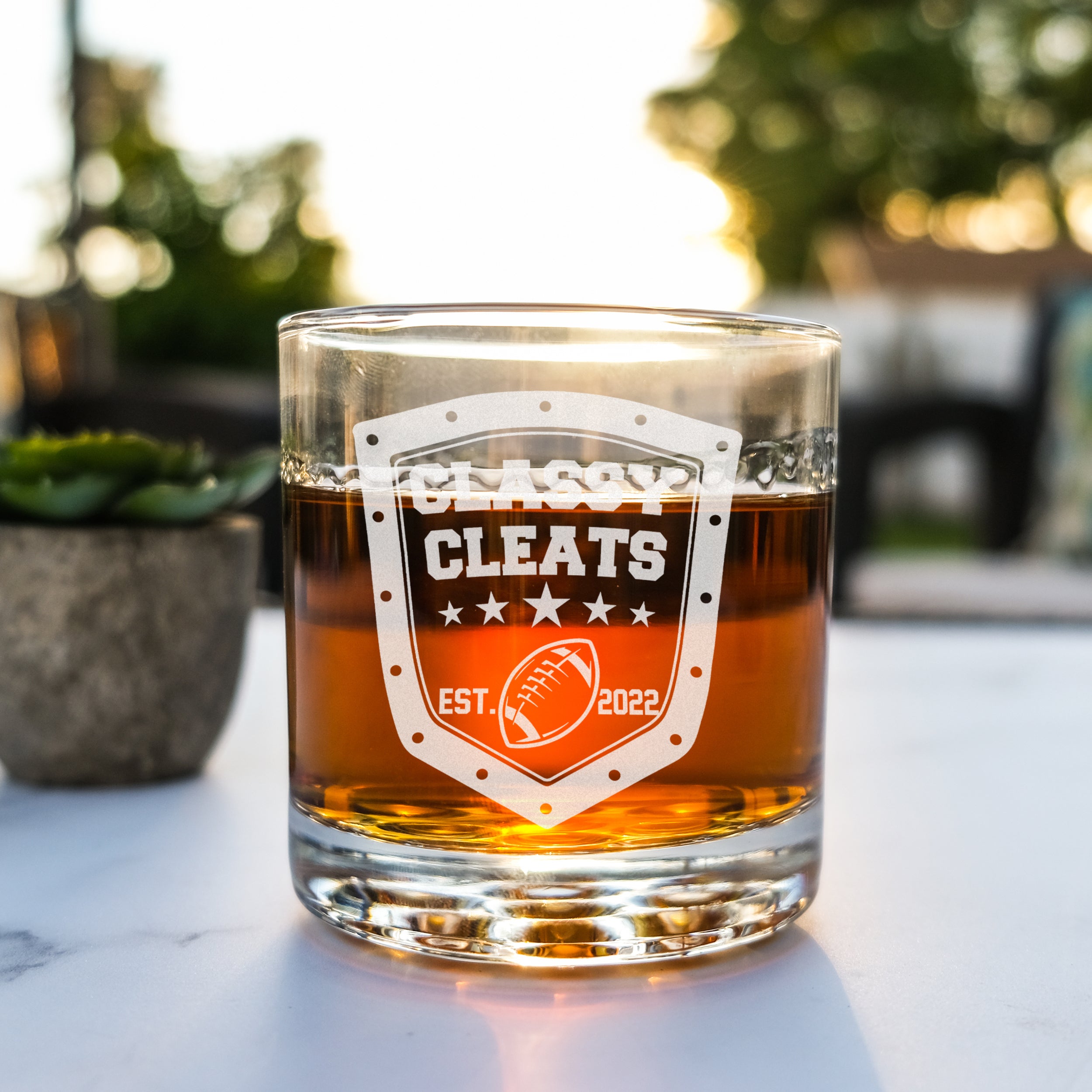 Fantasy Football Personalized Whiskey Glass, Design: FF1