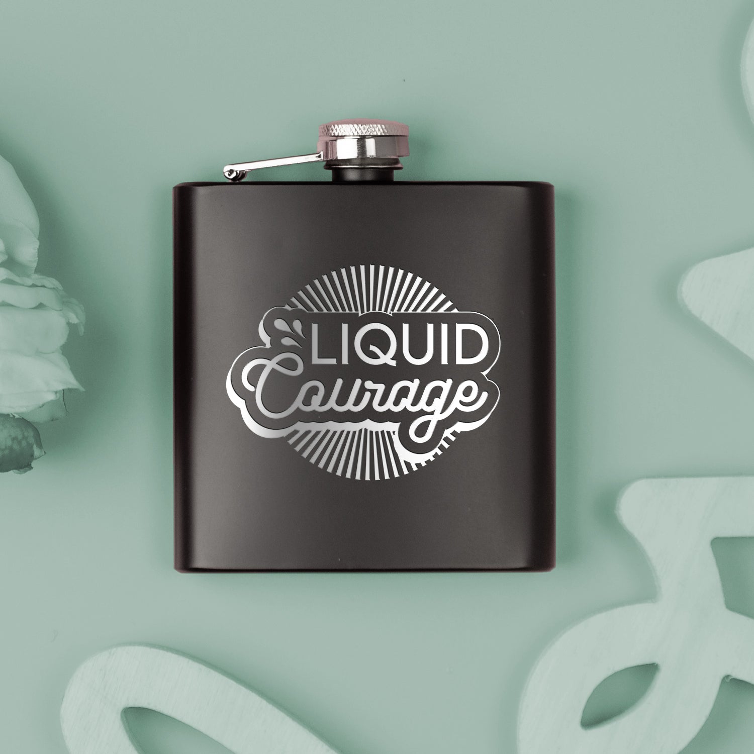 Liquid Courage Engraved Flask - Design: COURAGE