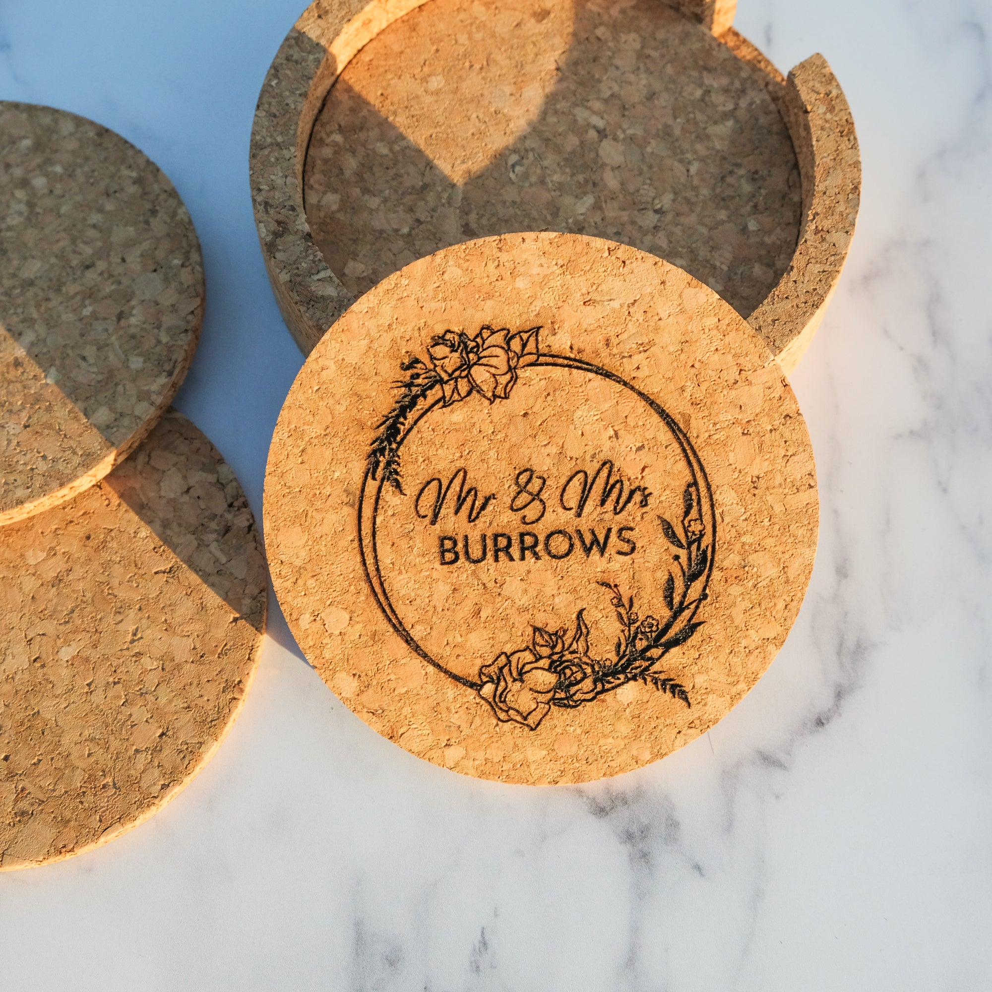 4 Cork Coaster Set - Design: L6