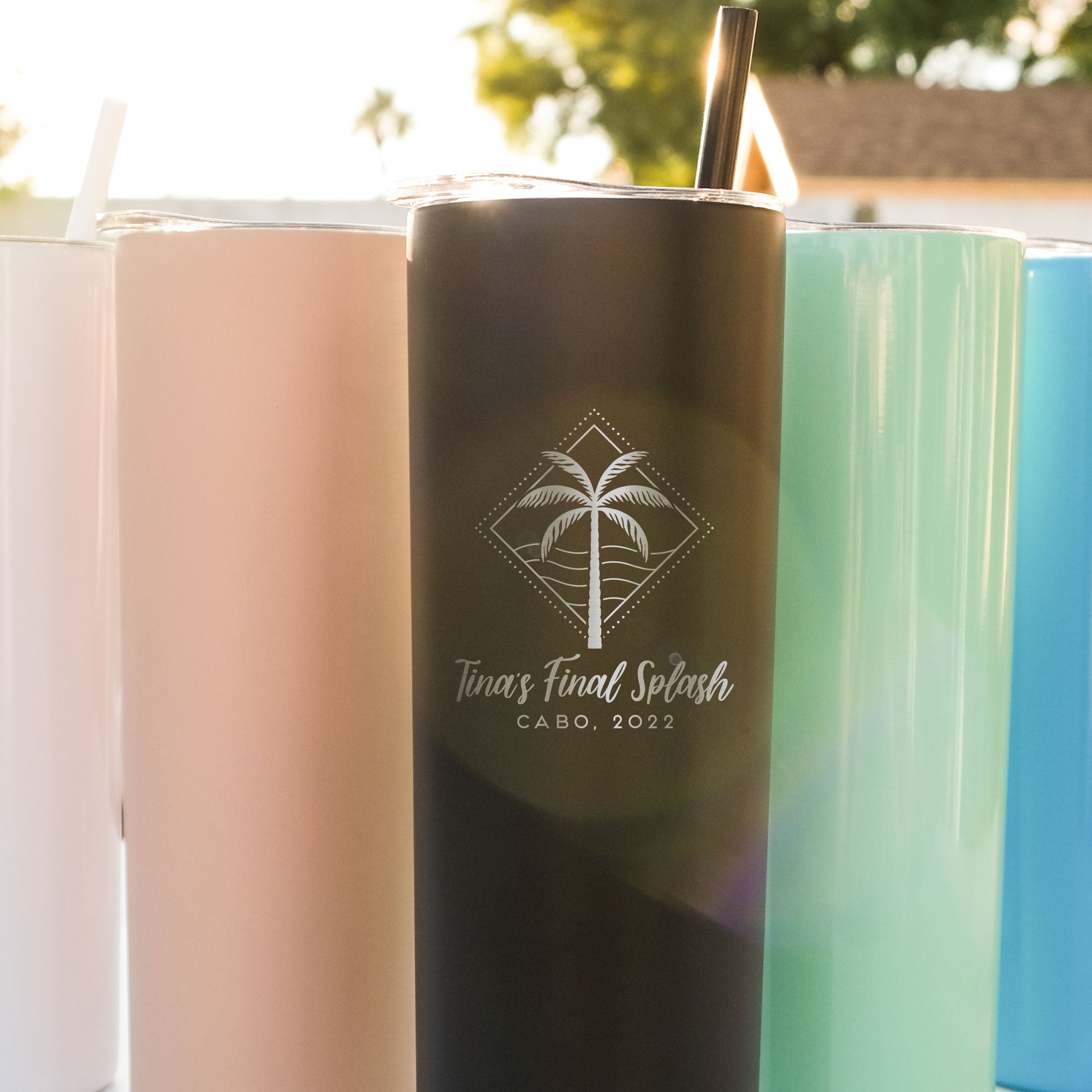 Beach Themed Stainless Steel Skinny Tumbler, Design: OD2