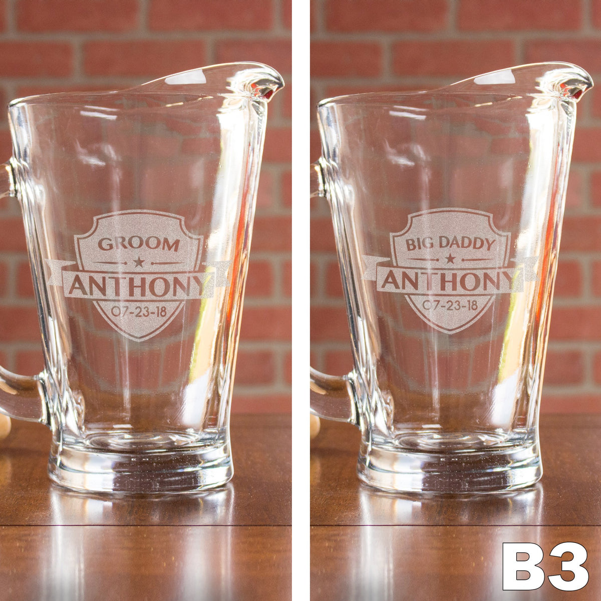 Personalized Pint Glasses with Beer Pitcher