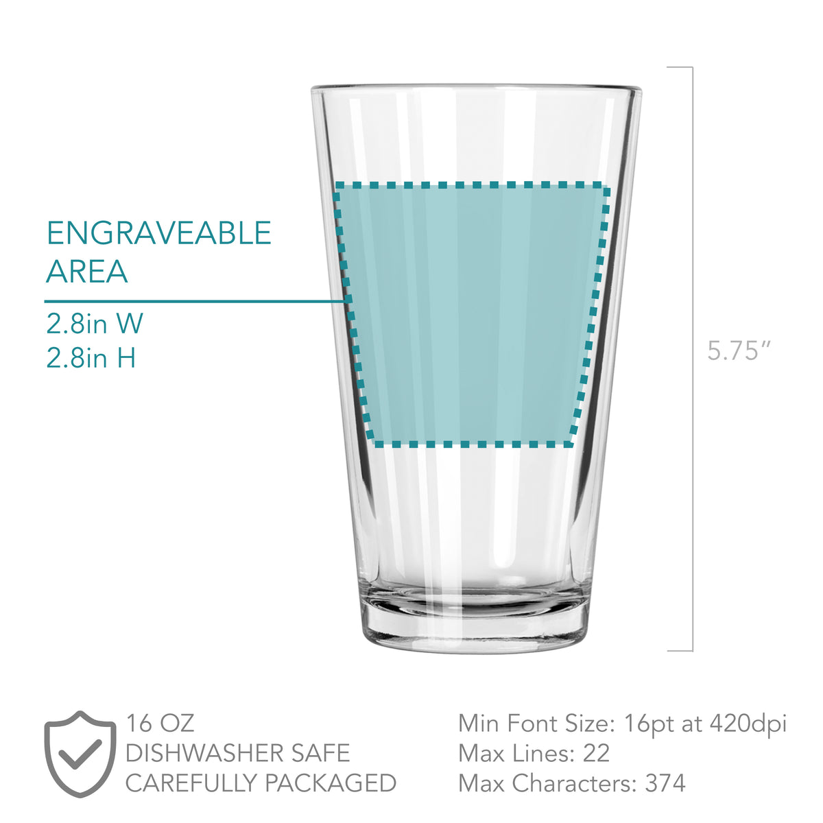 Create Your Own Engraved Pint Glass 16 oz
