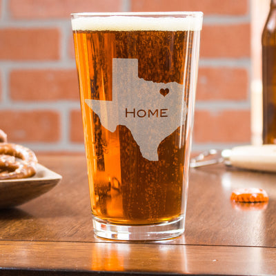 Texas Map Pint Glass Set of 2