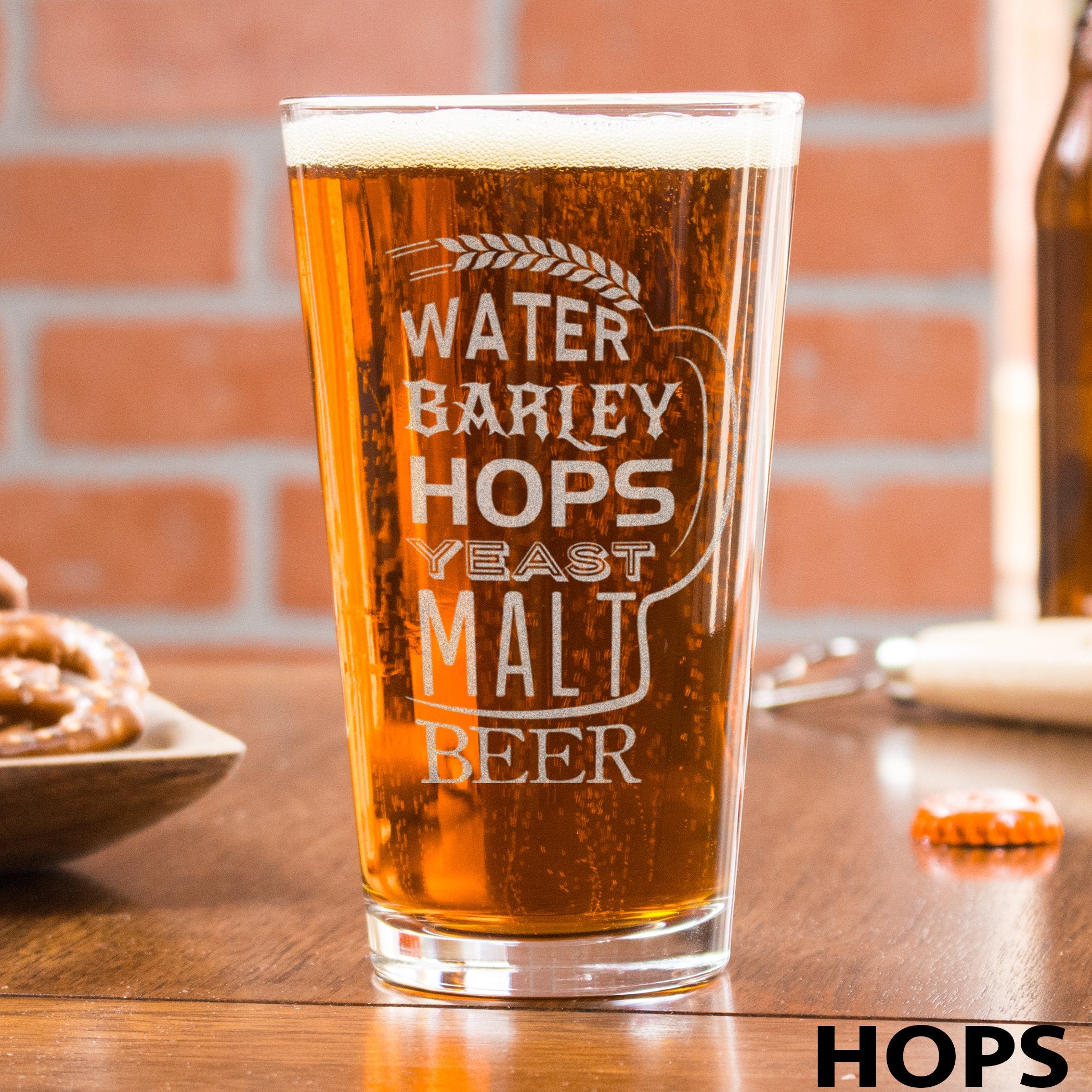 Etched Pint Glass - Design: HOPS