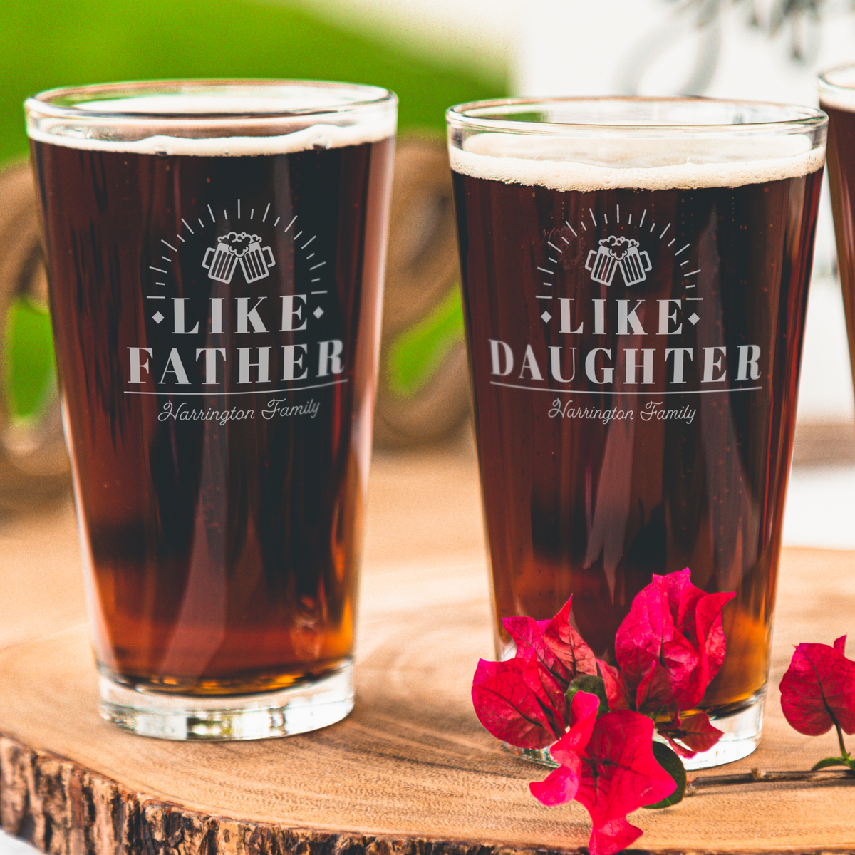 Like Father, Like Son / Daughter - Etched Pint Glass Set - Everything Etched