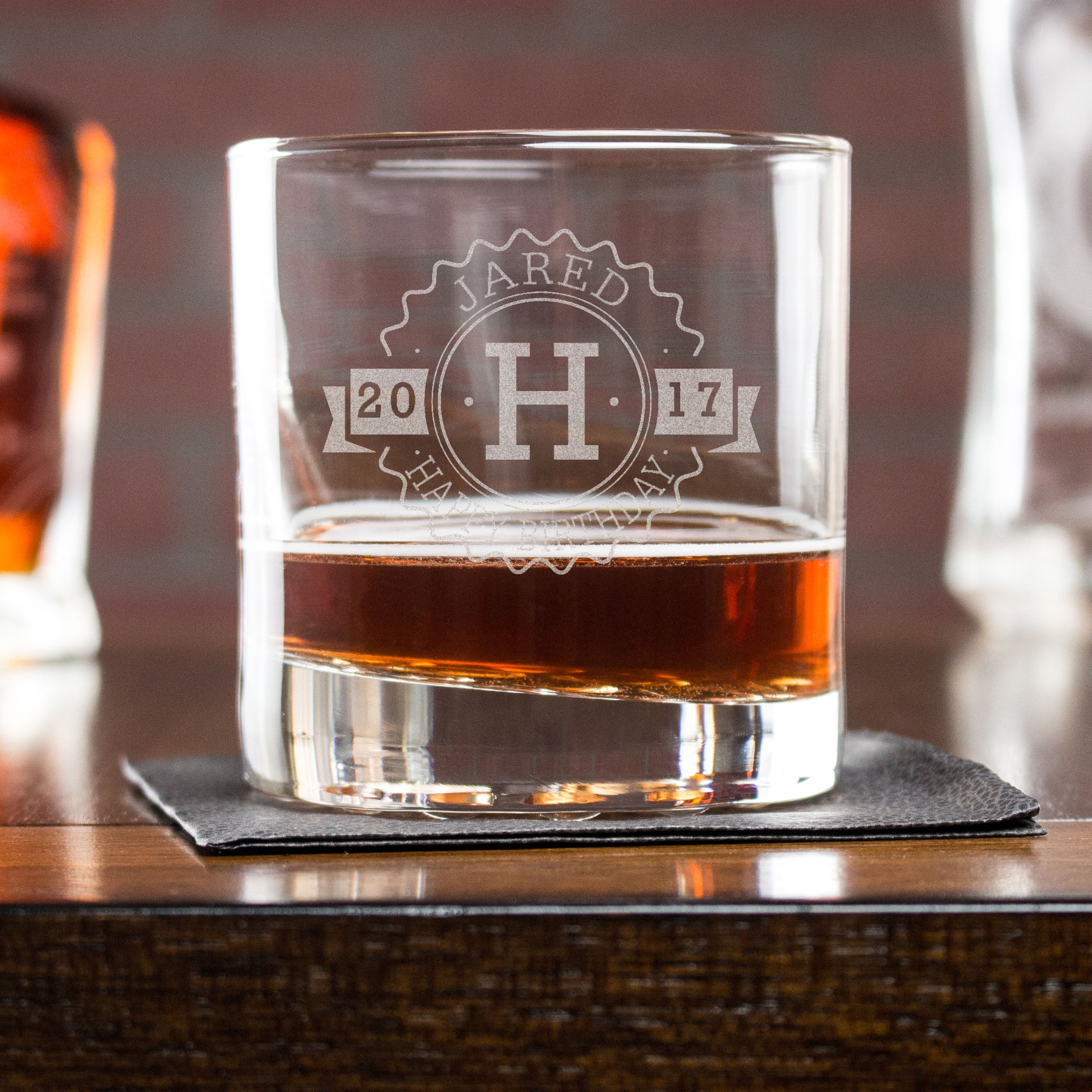 Engraved Whiskey Glasses Groomsmen - Design: B1