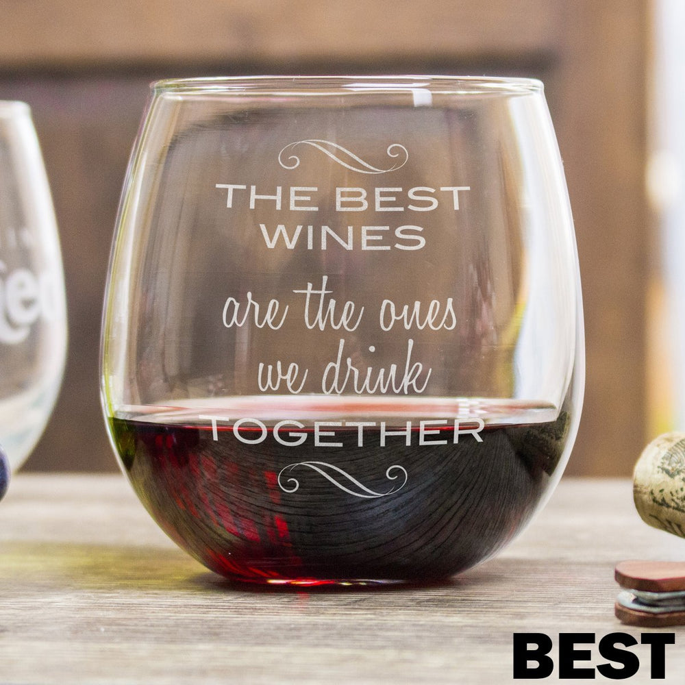 Personalized Stemless Red Wine Glass - Design: CUSTOM - Everything Etched