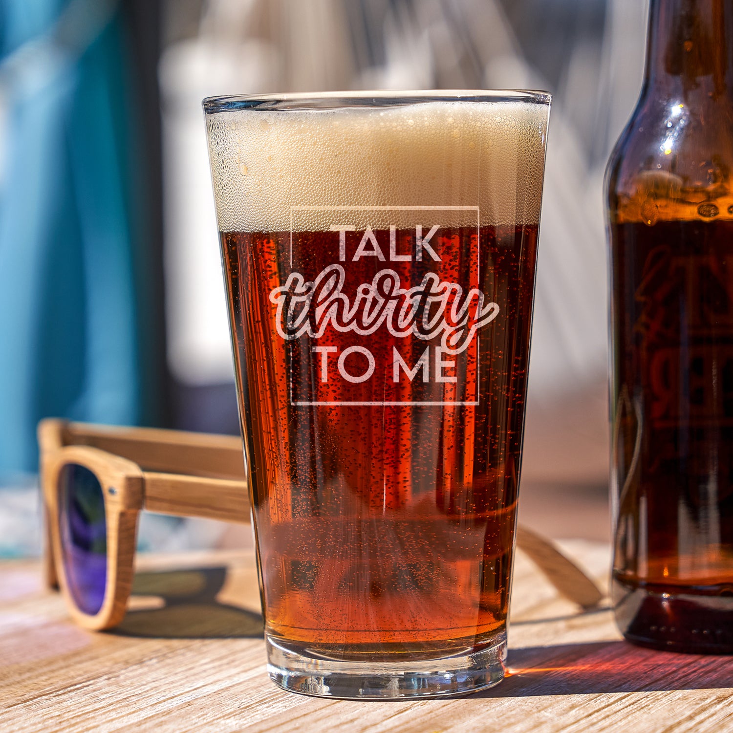 Etched 30th Birthday Pint Glass - Design: TALK30