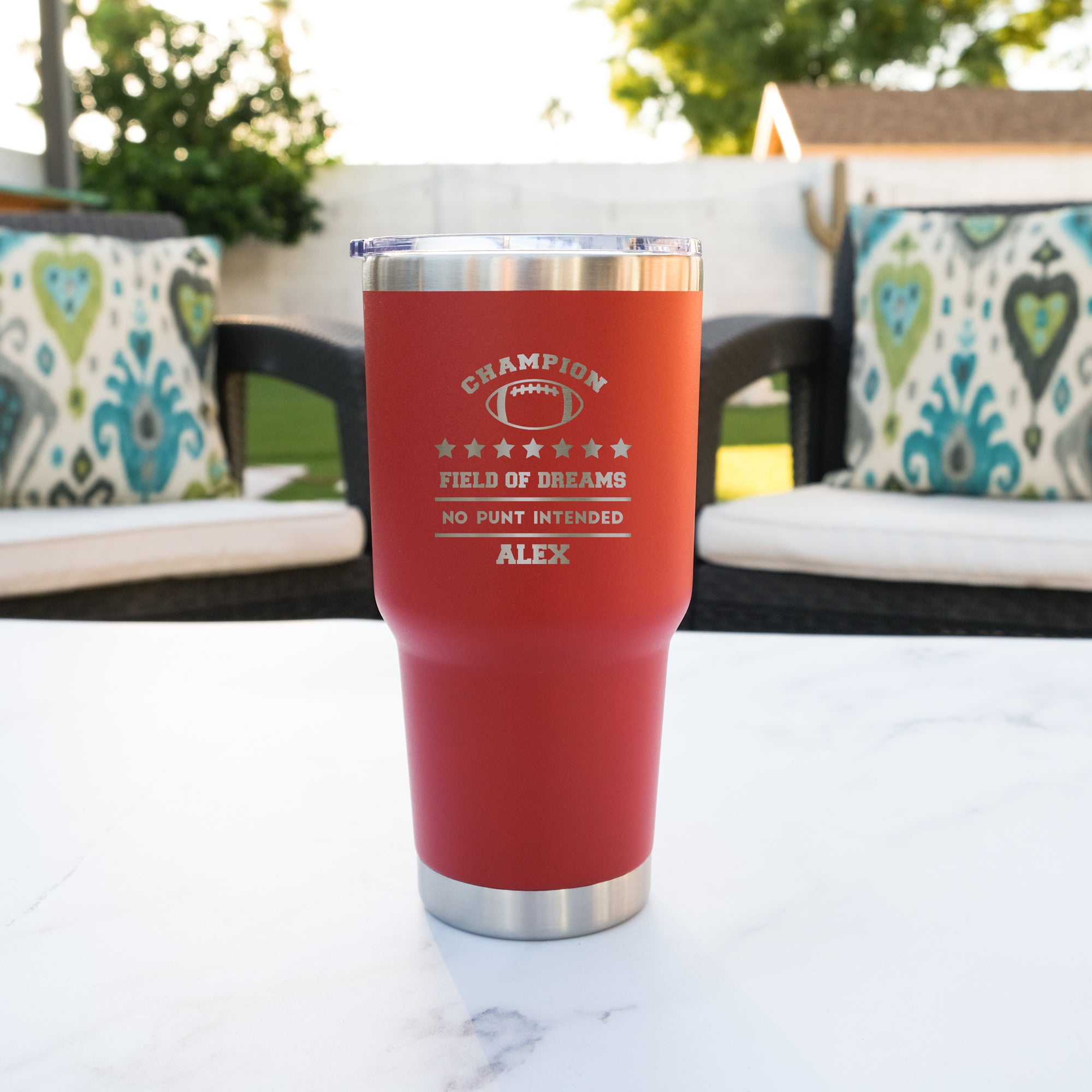 Fantasy Football Champion Engraved 30oz Stainless Steel Tumbler, Design: FF2