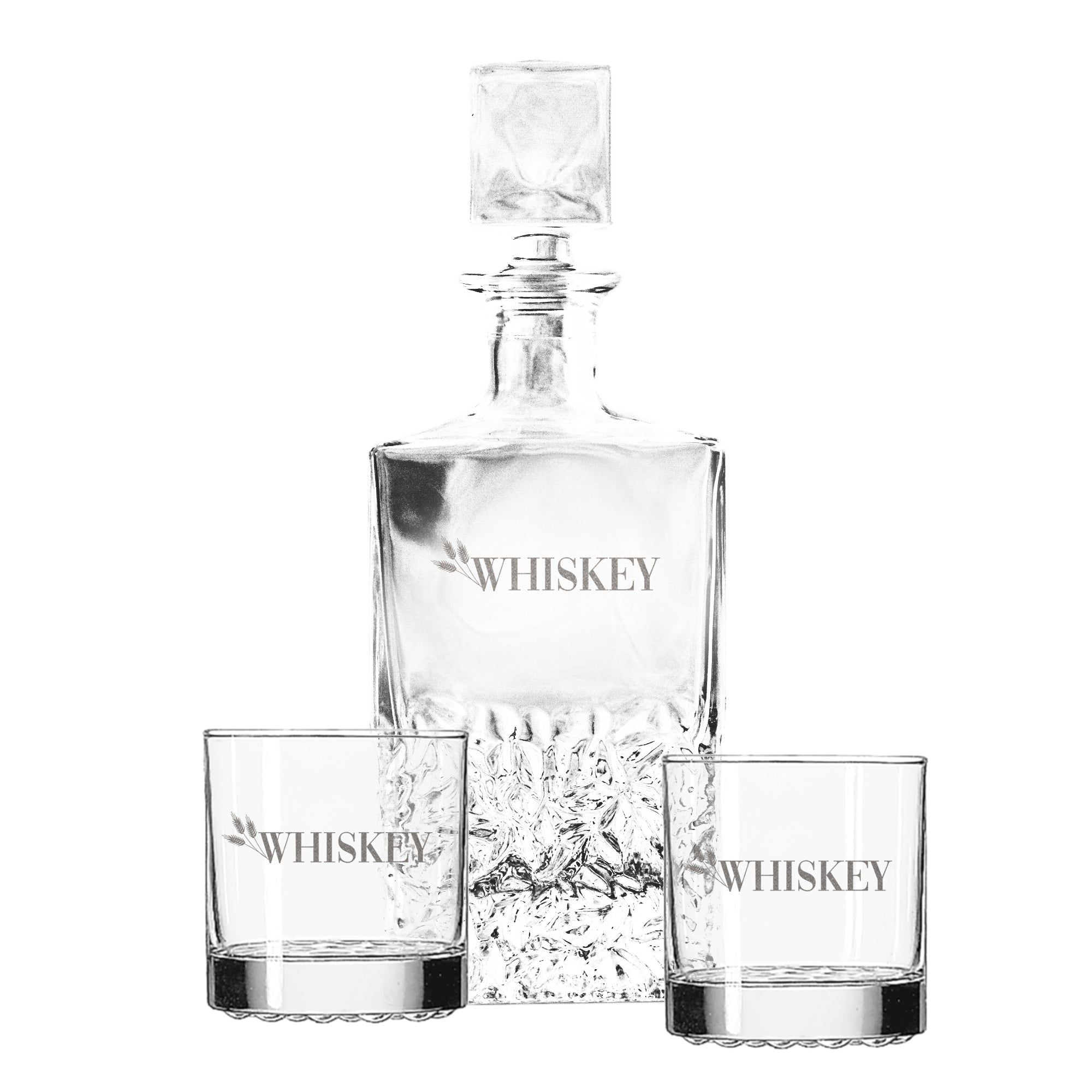 Whiskey Decanter & Glass Bar Set - Design: WHISKEY