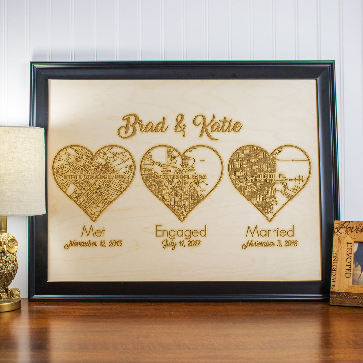 Met Engaged Married/Where It All Began Wooden Framed Wall Art