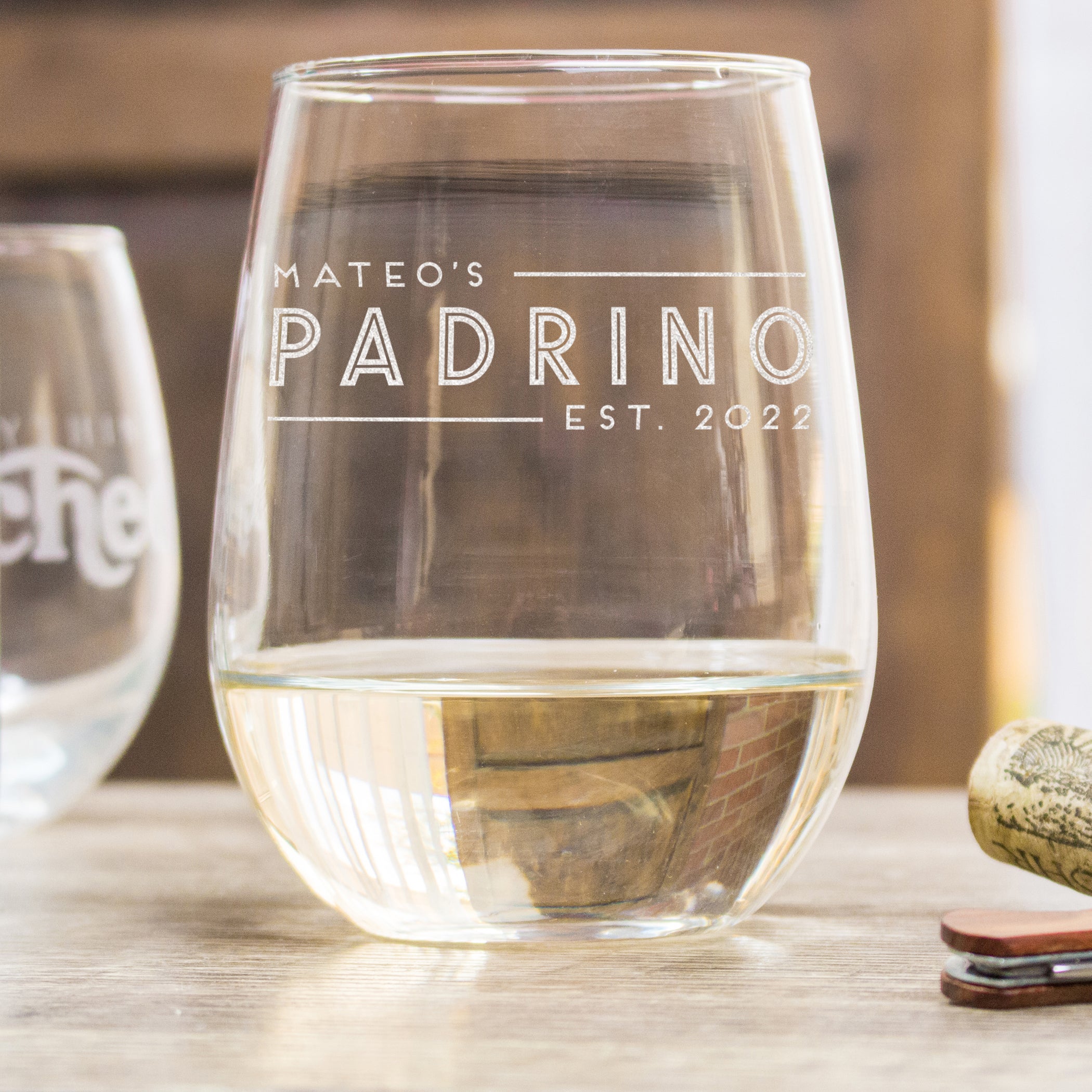 Personalized Padrino Wine Glass, Design: GDPA2