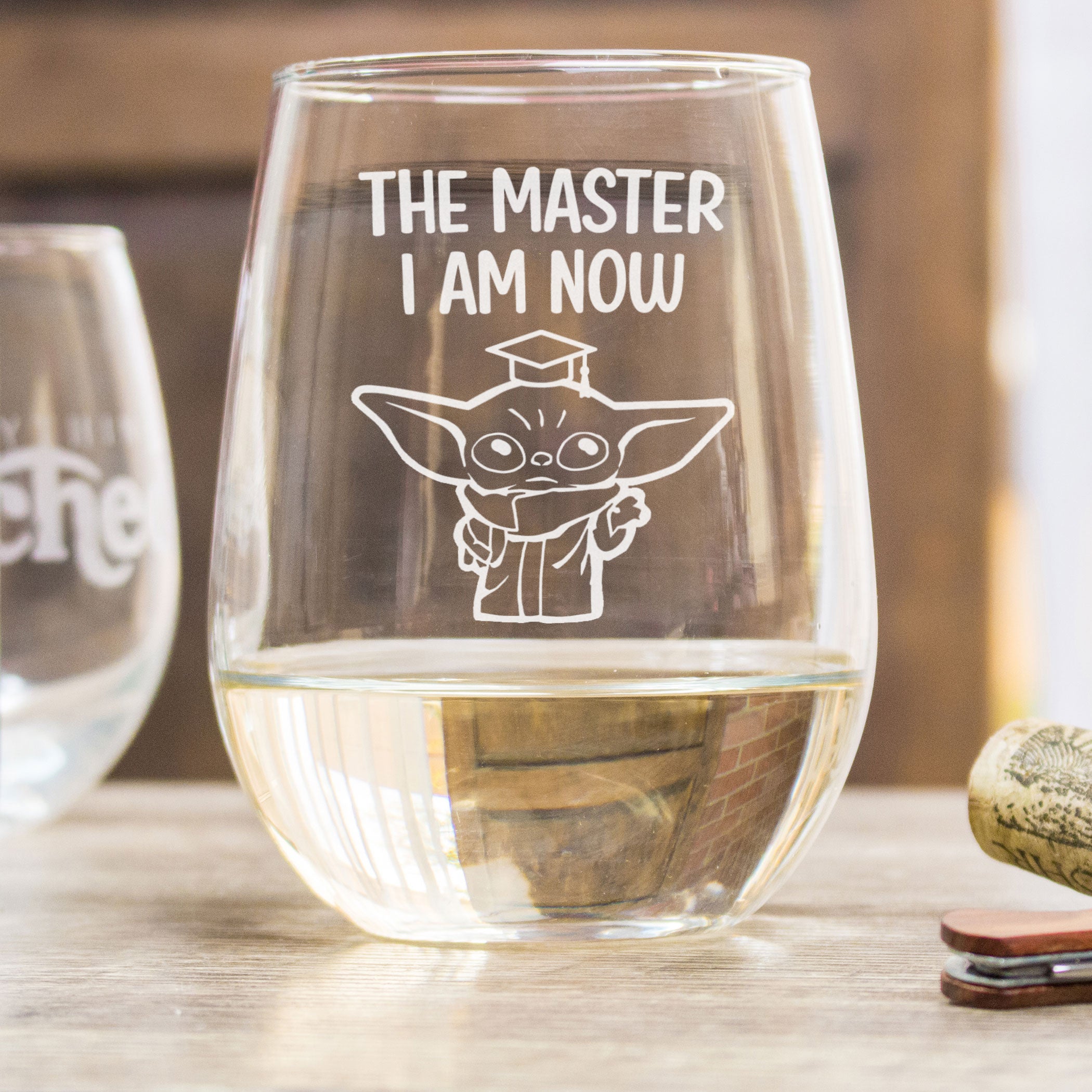 Baby Alien Stemless Wine Glass for Graduates, Design: GRAD2